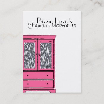 Zebra Pink Armoire Business Card by BizzieLizzie at Zazzle
