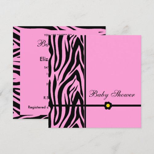 Zebra Pink-Baby Shower Girl Custom Invitation