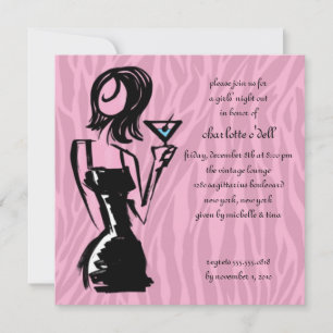 zebra pink; bachelorette invitation