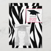 Zebra & Pink Class of 2012 Graduation Photo Invite (Front/Back)