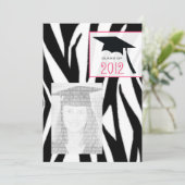 Zebra & Pink Class of 2012 Graduation Photo Invite (Standing Front)