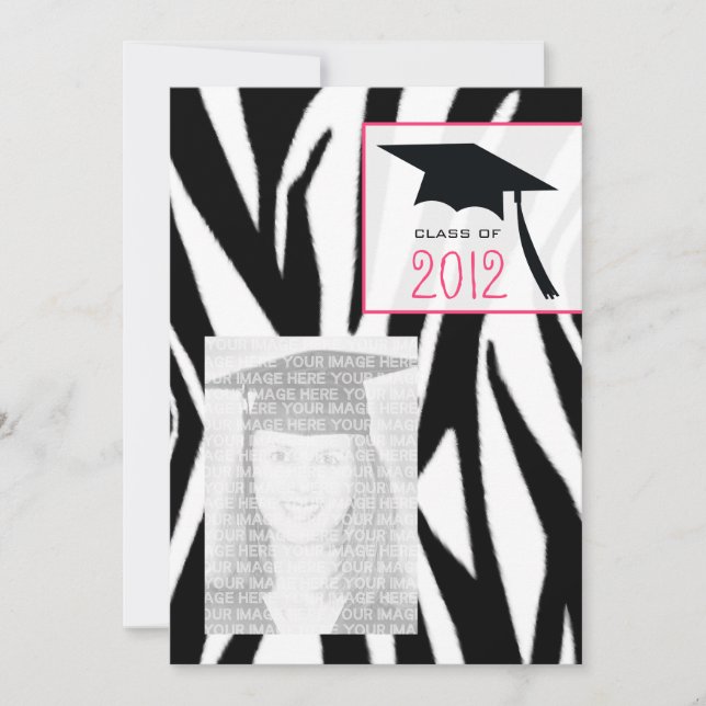 Zebra & Pink Class of 2012 Graduation Photo Invite (Front)