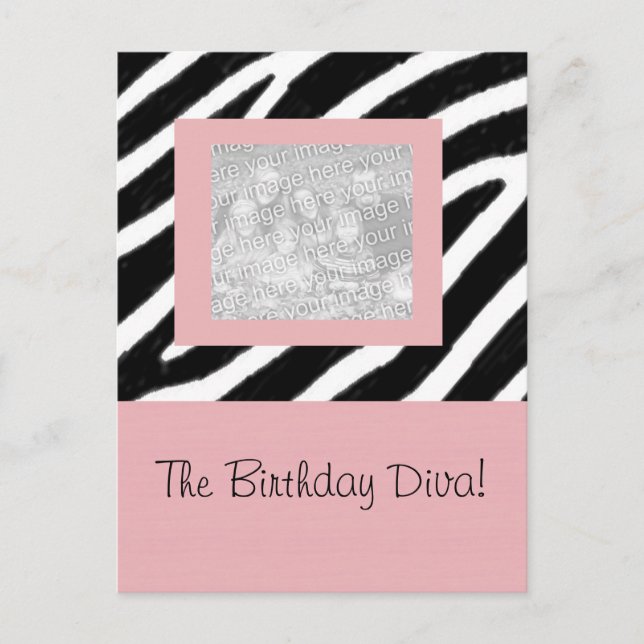 Zebra & Pink Fun Party Frame Card (Front)