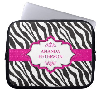 Zebra Pink Ribbon Electronics Bag