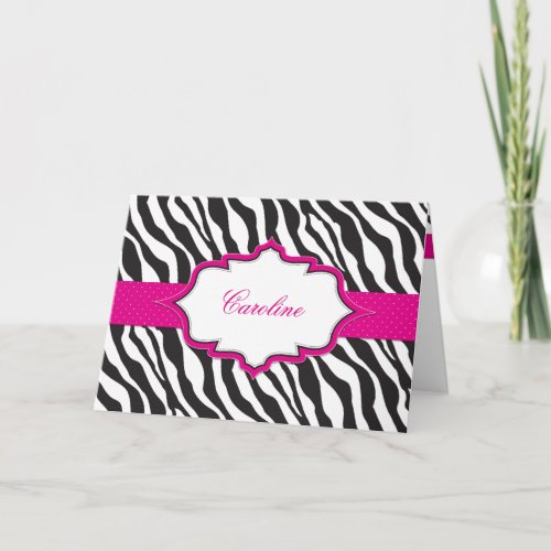 Zebra Pink Ribbon Thank You Card