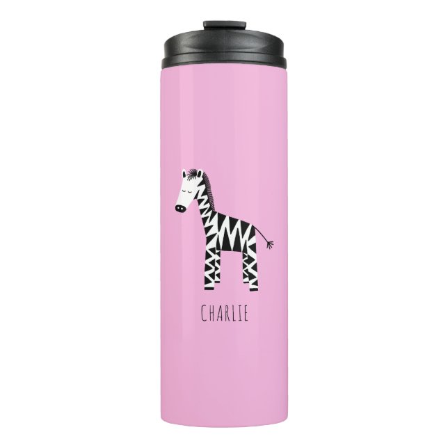 Zebra Pink Thermal Tumbler (Front)