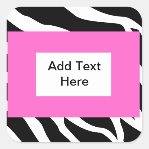 Zebra Pink White Template Square Sticker