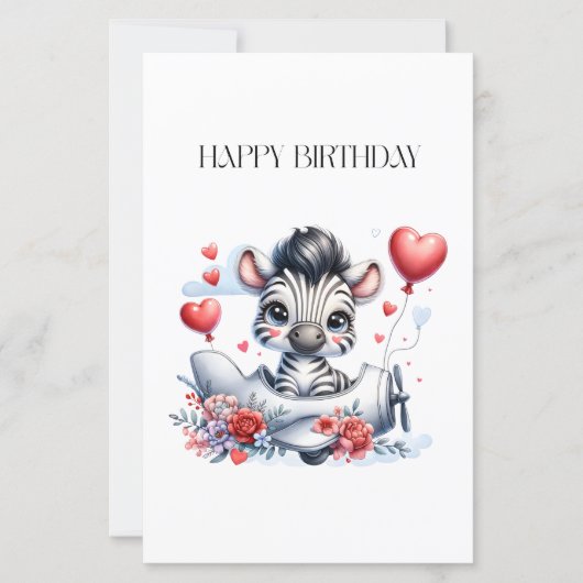 Zebra Plane Birthday (Front)