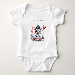Zebra Plane Birthday Baby Bodysuit