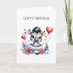 Zebra Plane Birthday Card