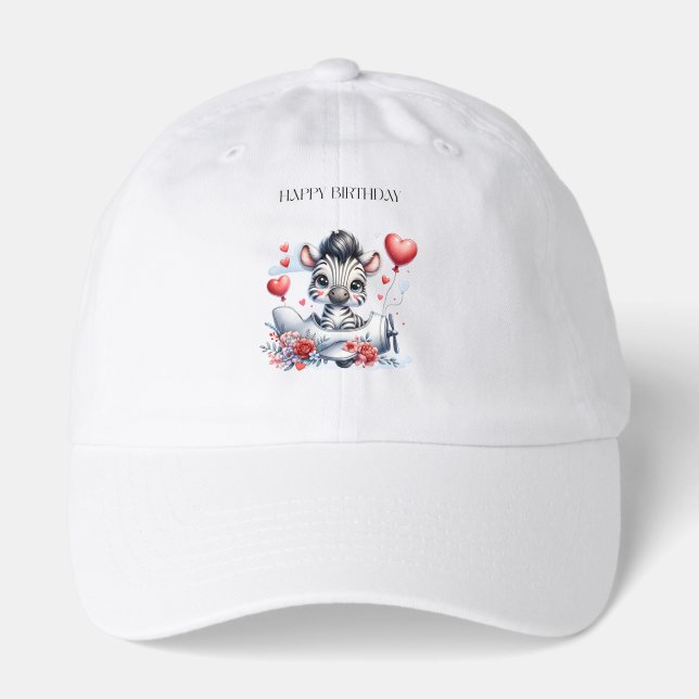 Zebra Plane Birthday Hat (Front)