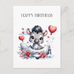 Zebra Plane Birthday Holiday Postcard