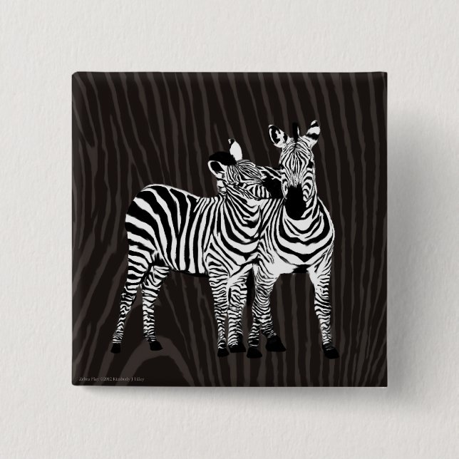 Zebra Play Pinback Button (Front)