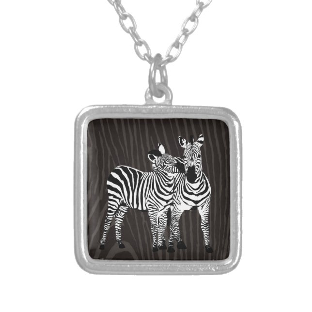 Zebra Play Silver Plated Necklace (Front)