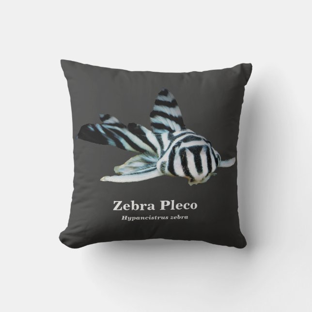 Zebra Pleco Throw Pillow (Front)