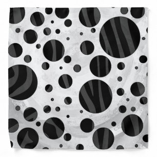 Zebra Polka Dot Black and Gray Print Bandana