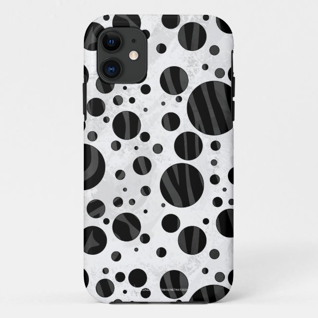 Zebra Polka Dot Black and Gray Print Case-Mate iPhone Case (Back)