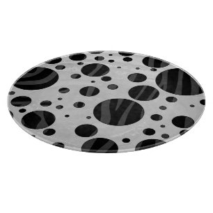 Zebra Polka Dot Black and Gray Print Cutting Board