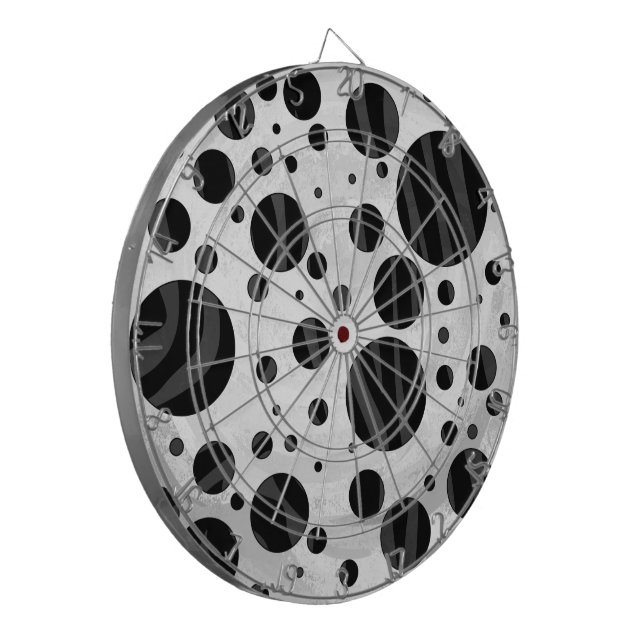 Zebra Polka Dot Black and Gray Print Dartboard (Front Left)