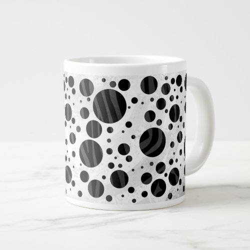 Zebra Polka Dot Black and Gray Print Giant Coffee Mug