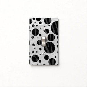 Zebra Polka Dot Black and Gray Print Light Switch Cover