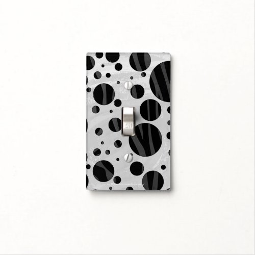 Zebra Polka Dot Black and Gray Print Light Switch Cover