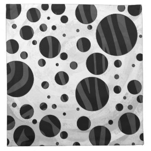 Zebra Polka Dot Black and Gray Print Napkin