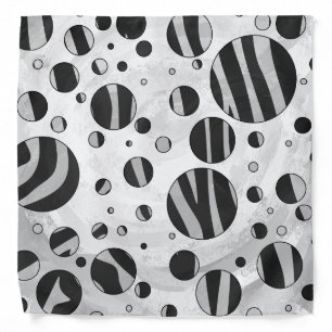 Zebra Polka Dot Black and Light Gray Bandana