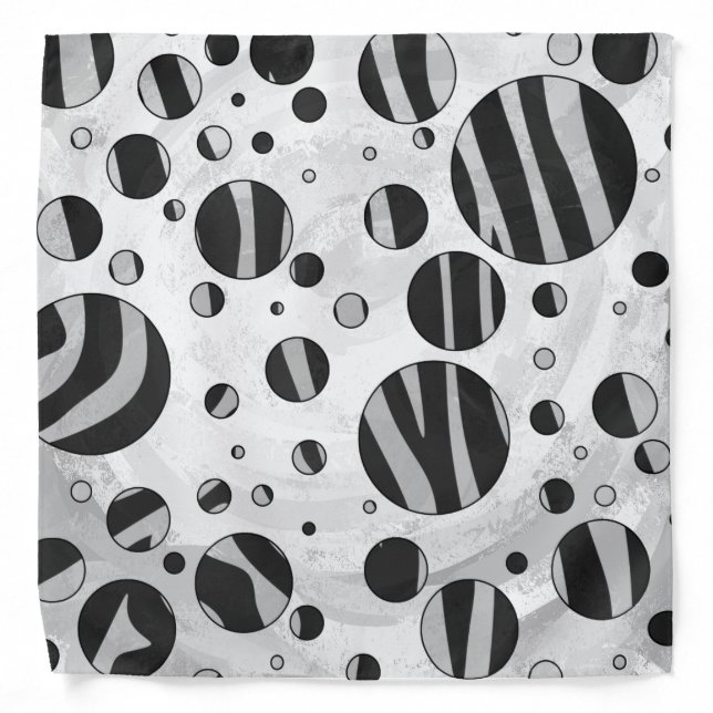 Zebra Polka Dot Black and Light Gray Bandana (Front)