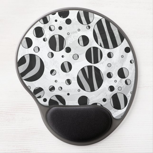 Zebra Polka Dot Black and Light Gray Gel Mouse Pad (Front)