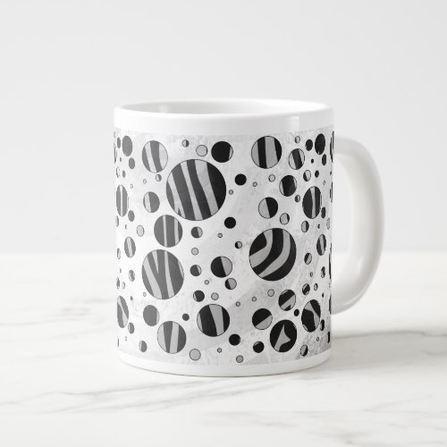 Zebra Polka Dot Black and Light Gray Giant Coffee Mug