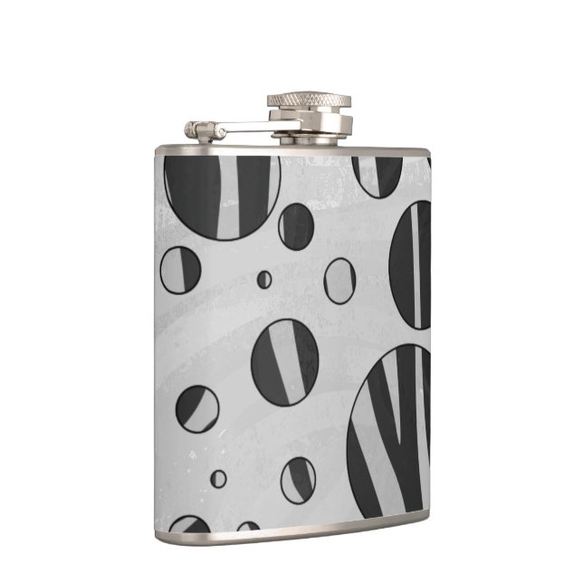 Zebra Polka Dot Black and Light Gray Hip Flask (Right)