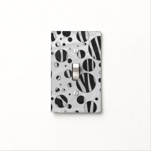 Zebra Polka Dot Black and Light Gray Light Switch Cover