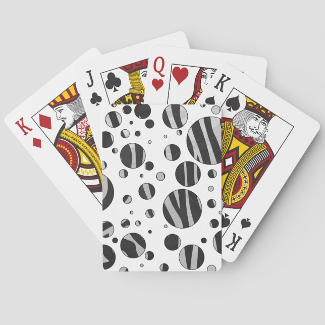 Zebra Polka Dot Black and Light Gray Poker Cards (Back)