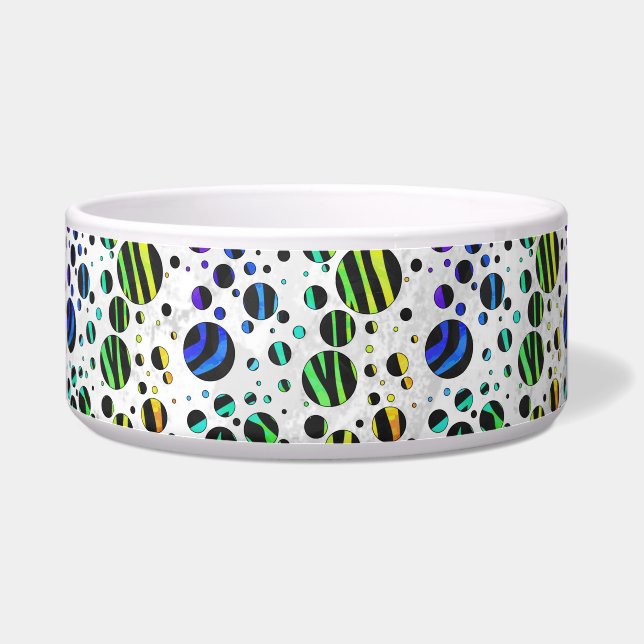 Zebra Polka Dot Black and Rainbow Print Bowl (Right)