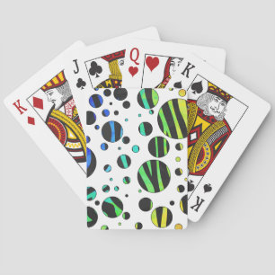 Zebra Polka Dot Black and Rainbow Print Poker Cards