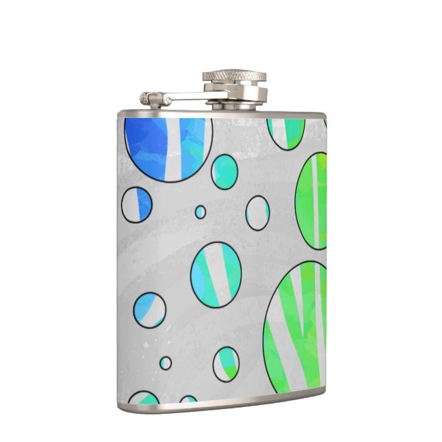 Zebra Polka Dot Rainbow and White Print Flask (Right)