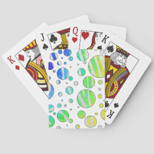Zebra Polka Dot Rainbow and White Print Poker Cards