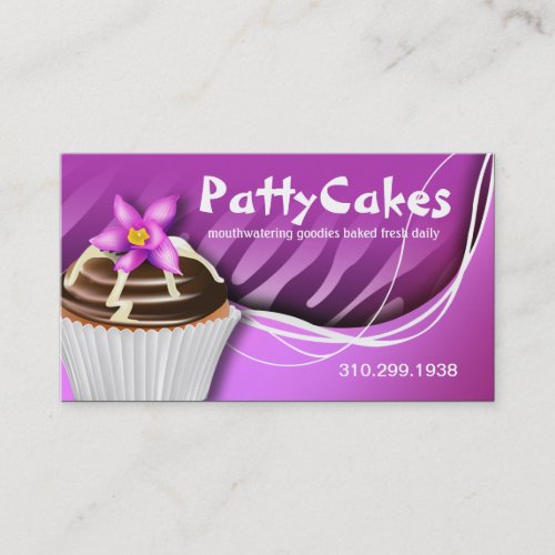Zebra Pop Cupcakes _ ombre purple Business Card