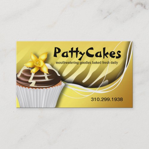 Zebra Pop Cupcakes _ ombre yellow Business Card