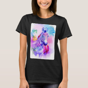 Zebra Portrait Animal Safari Wildlife Illustration T-Shirt