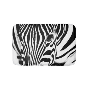 Zebra portrait black and white bathroom mat