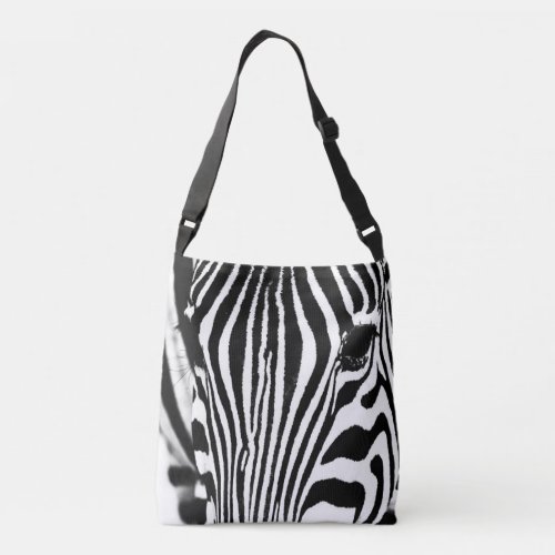 Zebra portrait black and white crossbody bag