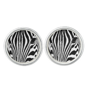 Zebra portrait black and white cufflinks