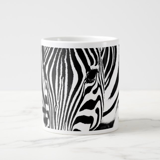 Zebra portrait black and white giant coffee mug (Front)