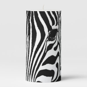 Zebra portrait black and white photo pillar candle
