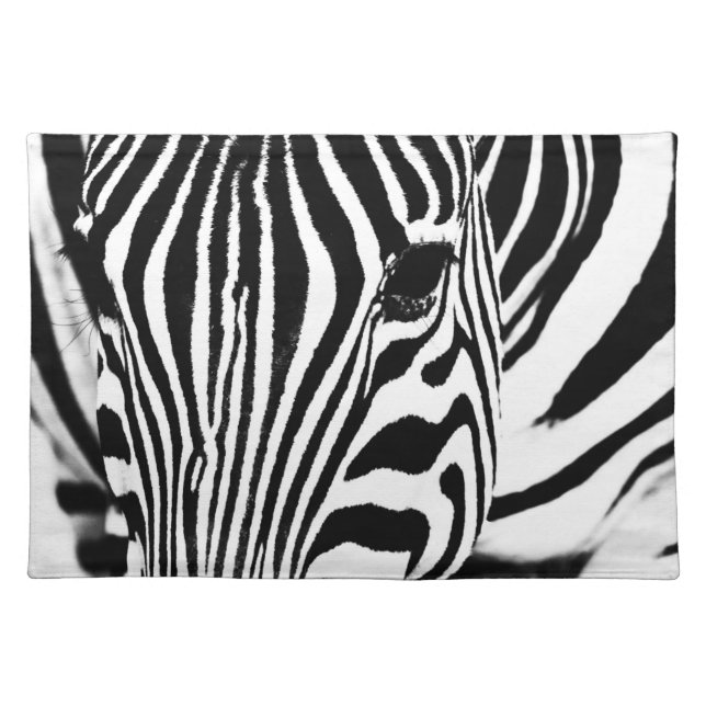 Zebra portrait black and white placemat (Front)