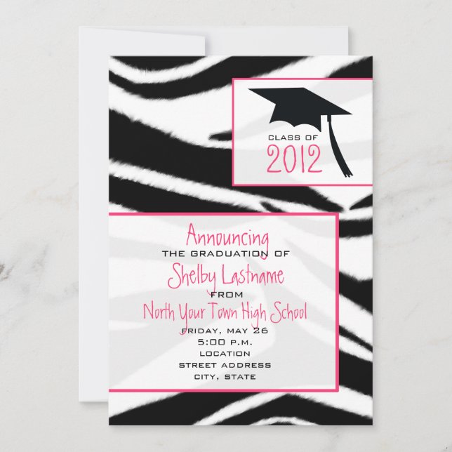 Zebra Print 2012 Graduation Announcement (Front)