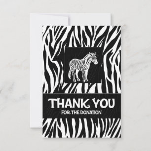 Zebra Print 3.5" x 5" Donation Thank You Card