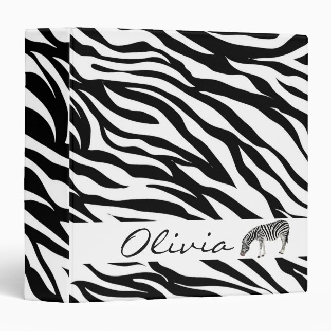 Zebra Print 3 Ring Binder (Front/Spine)